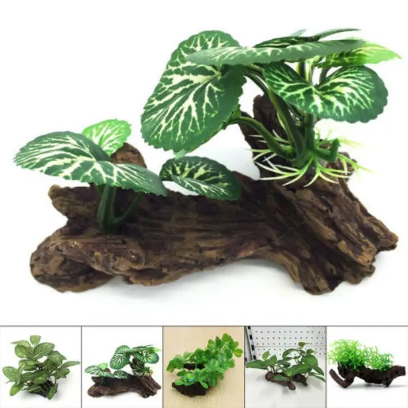 Planted Aquarium With Driftwood - พลาสติกประดิษฐ์เต่าต้นไม้ Trunk Driftwood Aquarium Fish TANK