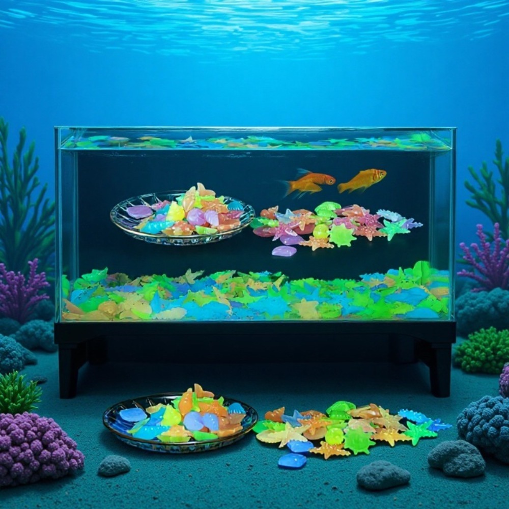 Aquarium Plant Delivery - หินเรืองแสงในทะเล เปลือกหอยเรืองแสง ปลาดาวหลากสีสัน สำหรับตกแต่งตู้ปลา ตกแต่งภูมิทัศน์ ให้แสงสว่างในตู้ปลา