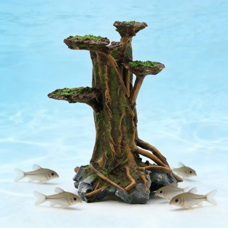 Planted Aquarium With Driftwood - ต้นมอสประดิษฐ์ ตกแต่งตู้ปลา ต้นไม้เรซิ่นมอส ต้นไม้น้ำ ตกแต่งตู้ปลาแบบง่ายๆ ต้นไม้ลอยน้ำ