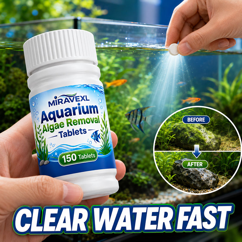 Aquarium Plant Delivery - เม็ดกำจัดตะไคร่น้ำในตู้ปลา MIRAVEXL 150 เม็ด, ยาฆ่าตะไคร่น้ำที่ปลอดภัย, ช่วยให้น้ำใสขึ้นอย่างรวดเร็วสำหรับปลาในน้ำจืดและพืชน้ำ