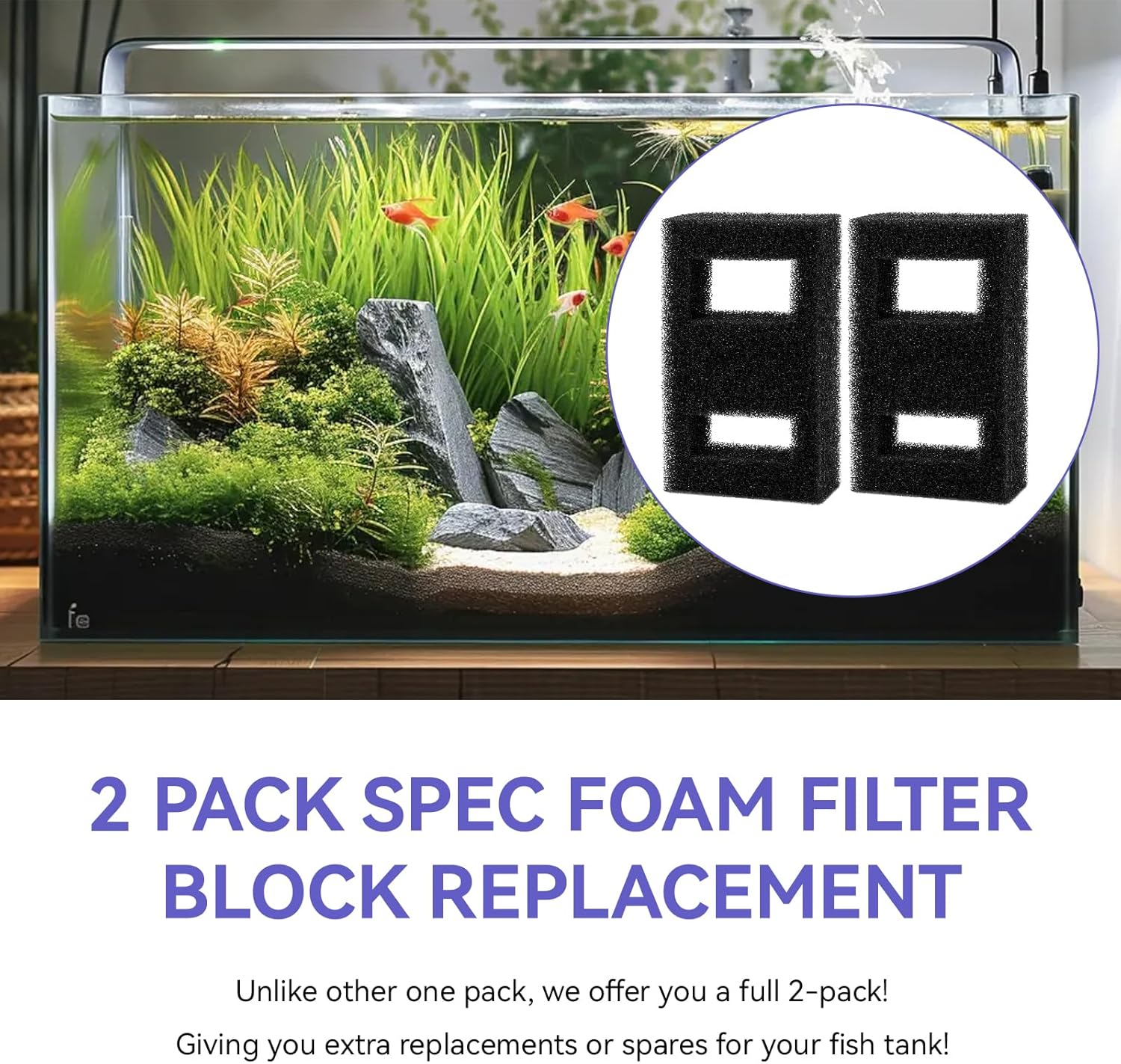 Fluval Aquarium Spec - แผ่นกรองโฟมที่ใช้ร่วมกันได้สำหรับตู้ปลา Fluval Spec ใช้แทนแผ่นกรองโฟมสำหรับตู้ปลา Fluval